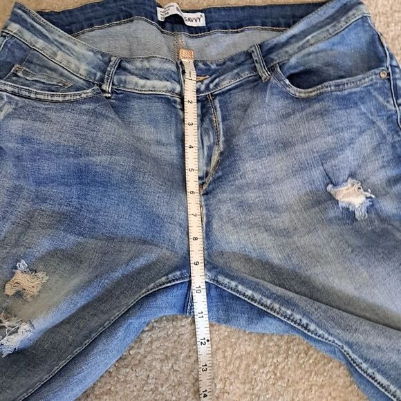 Jeans Blue Savvy Women’s JSkinny Distressed Light Wash Stretch Mid Rise Size 14 - Picture 11 of 13